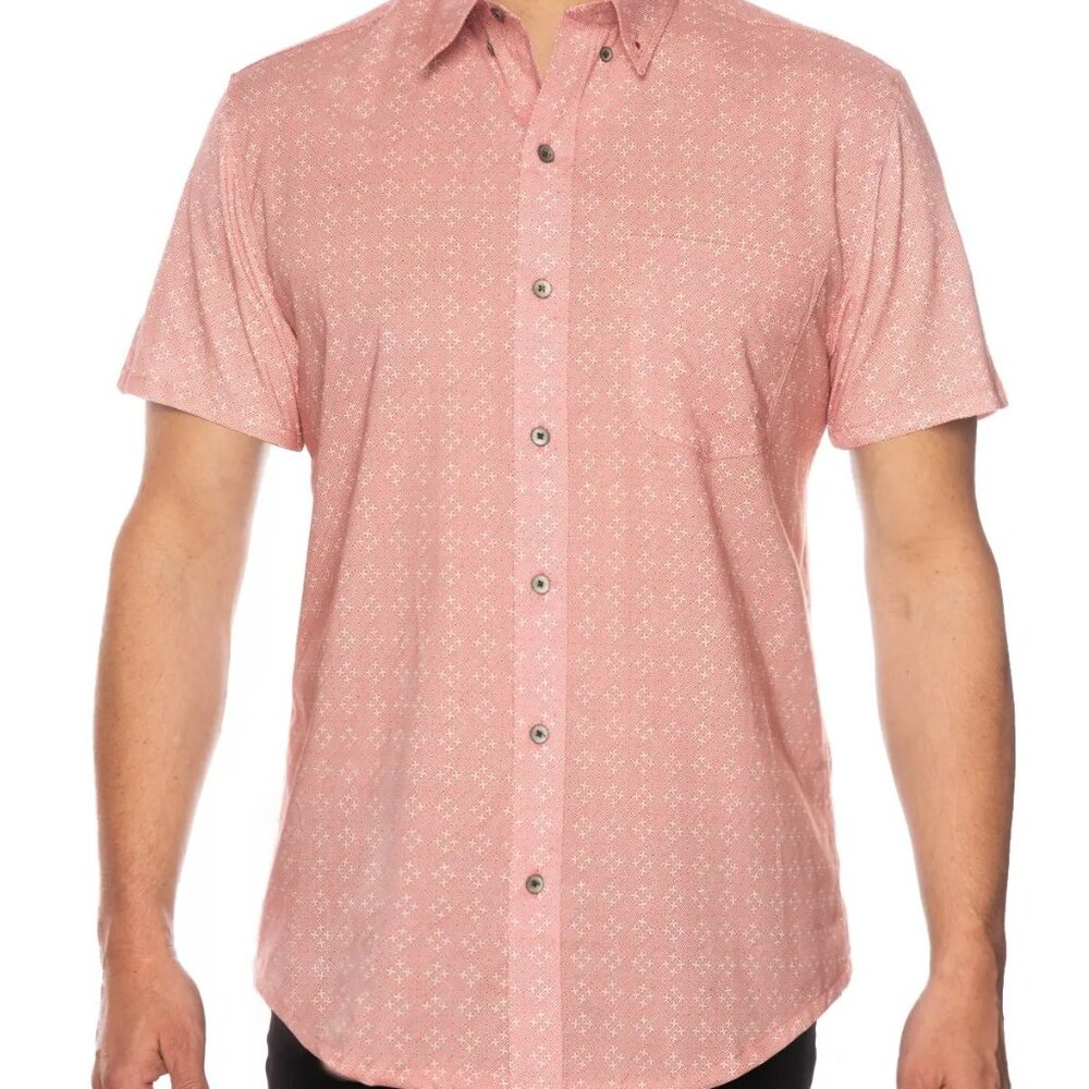 W.R.K Reworked Red Geo Print Short Sleeve Shirt